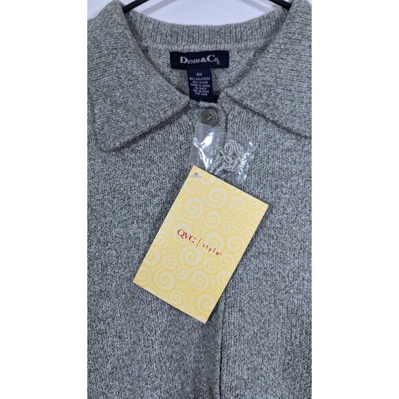 Denim And Co Womens 2X Green Knit Cardigan Sweater Button Knit QVC - Picture 4 of 5